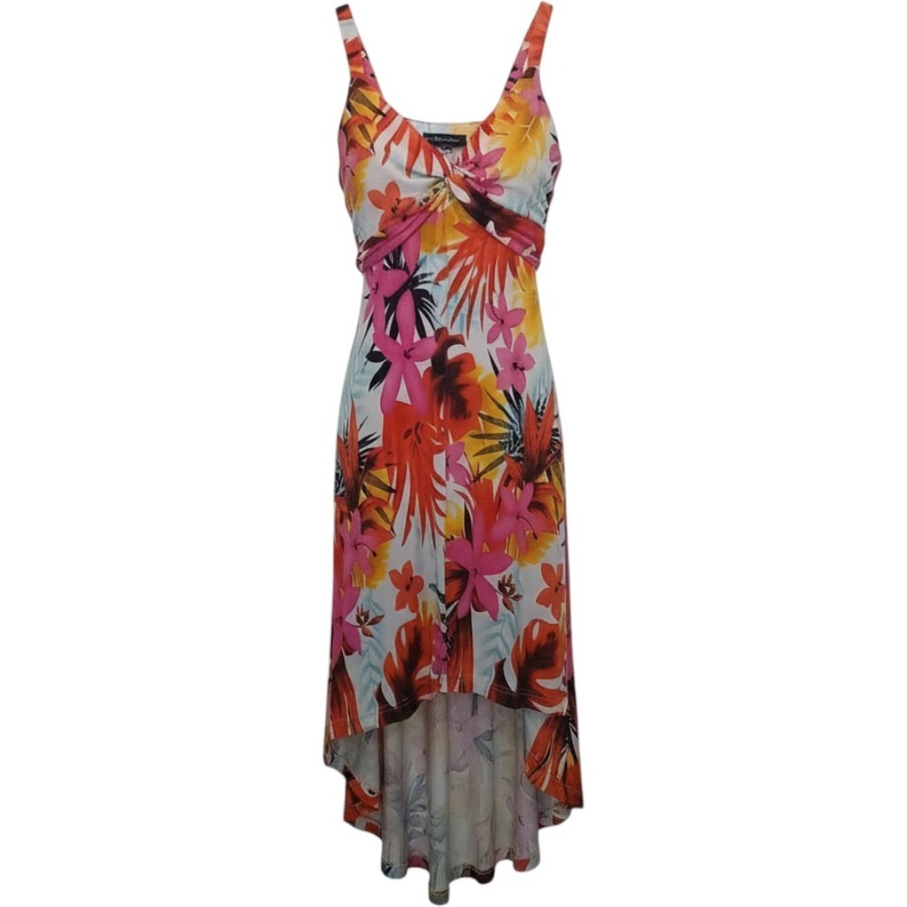 Mlle Gabrielle High-Low Dress Womens Medium Multicolor Tropical Floral Resort